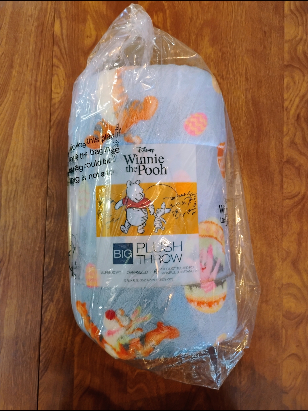 The Big One Winnie the Pooh Plush Throw - Light Blue with Orange Accents Disney